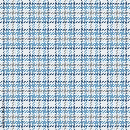 Gorgeous fabric pattern texture, christmas ornament textile background seamless. Greeting card vector check plaid tartan in white and cyan colors.