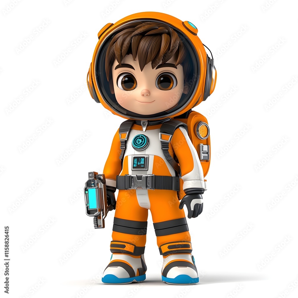 Cute Cartoon Astronaut Character with Space Gear and Ray Gun Cute Cartoon Astronaut Character with Space Gear and Ray Gun