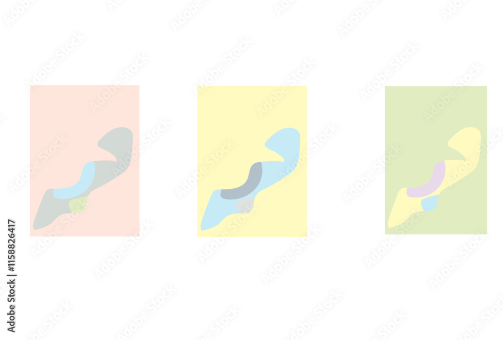 Obraz premium Simple abstract poster with shapeless spots, minimalist wall banner for decoration interior design.