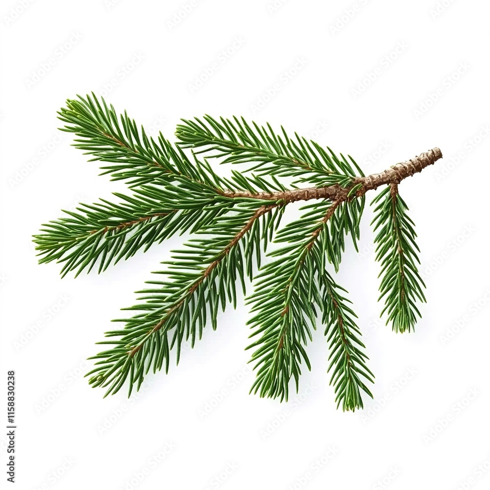 Naklejka premium Pencil-like spruce tree branch isolated on a white background