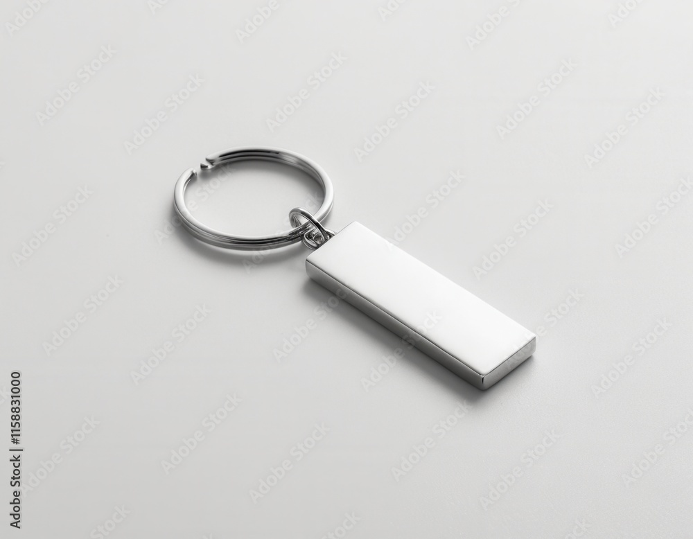 Silver Keychain with Minimalist Design Silver Keychain with Minimalist Design