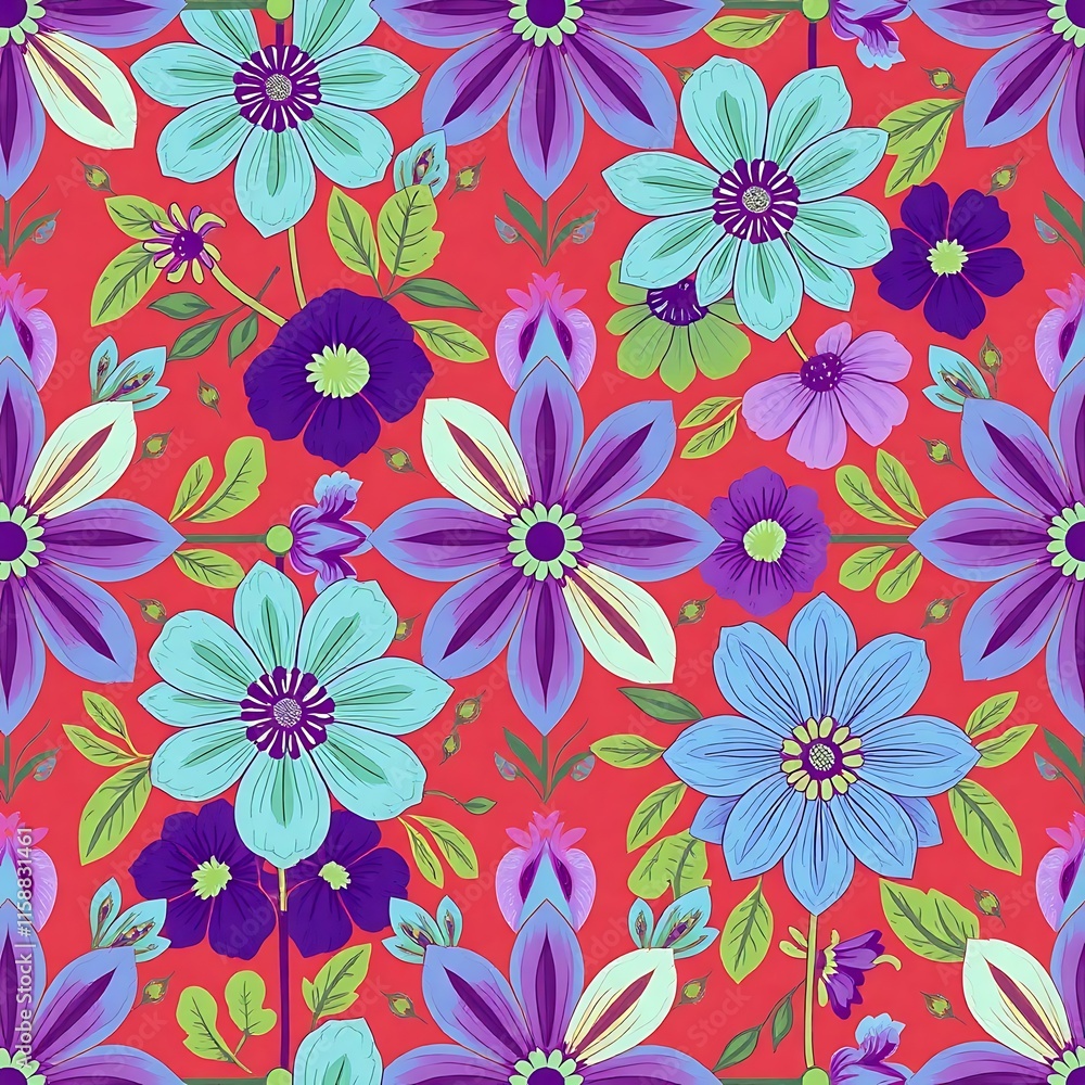 Floral Tapestry: A vibrant and captivating pattern bursting with life, this intricate design features a kaleidoscope of colorful flowers and leaves. Floral Tapestry: A vibrant and captivating pattern bursting with life, this intricate design features a kaleidoscope of colorful flowers and leaves.