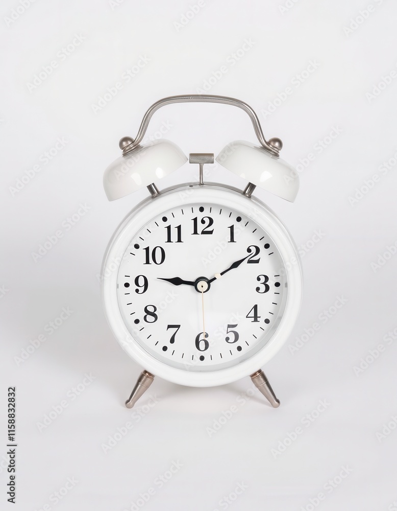 Classic White Alarm Clock with Bells Classic White Alarm Clock with Bells