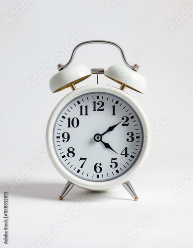 Classic White Alarm Clock with Bells