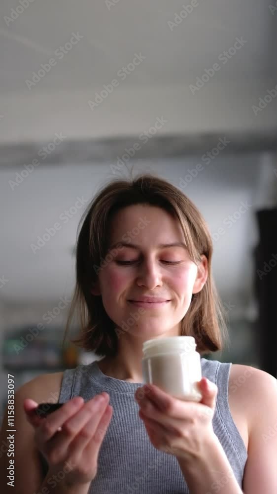 Woman Smelling Aromatic Soy Candle Woman Smelling Aromatic Soy Candle