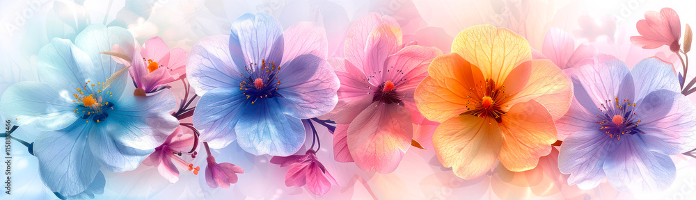 Obraz premium Spring Blooms: A Symphony of Fresh Flowers in Full Bloom