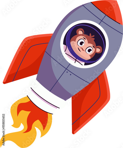 Monkey Astronaut In Rocket