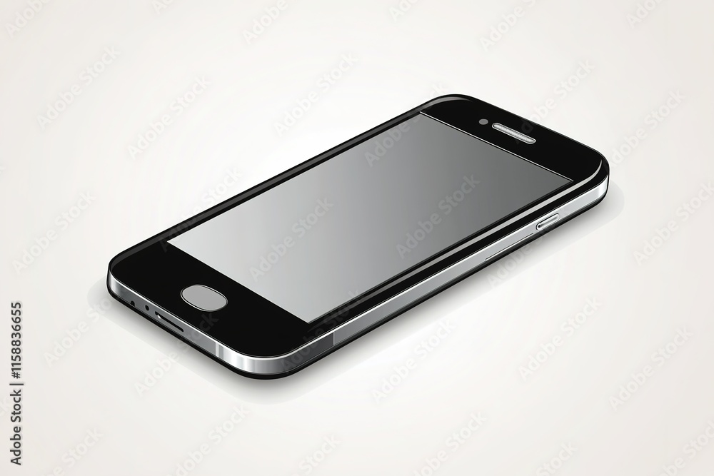 clean vector-style graphic of smartphone on light gray background showing blank screen