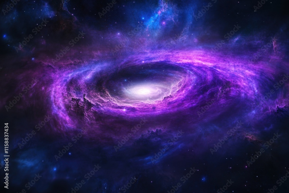 Fototapeta premium Stunning purple galaxy swirling through the vastness of space at night