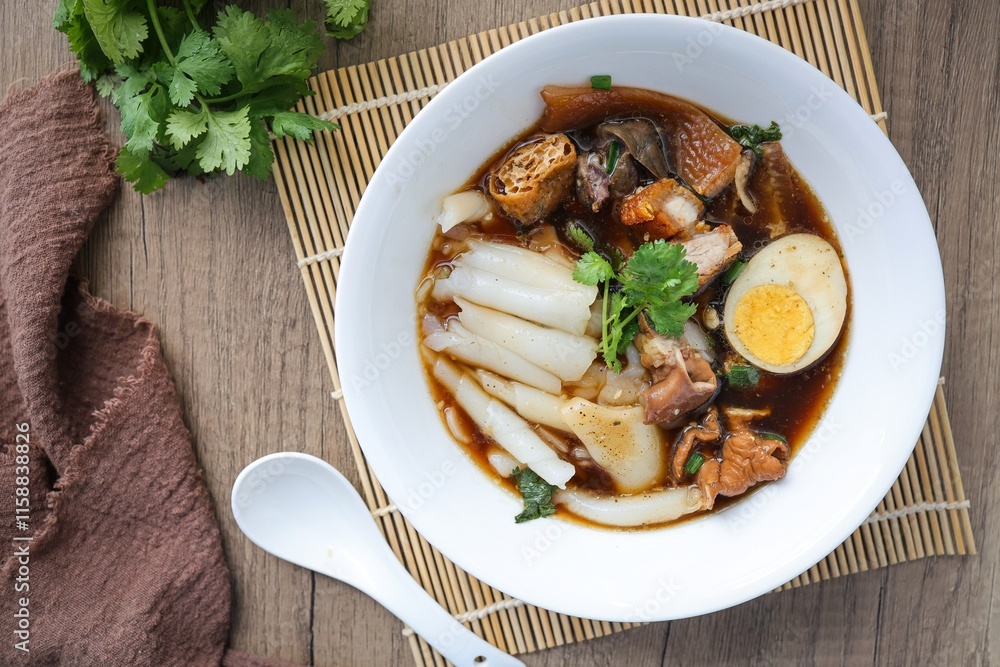 Rolled Rice Noodles in Five-spices Broth , Chinese noodles Rolled Rice Noodles in Five-spices Broth , Chinese noodles