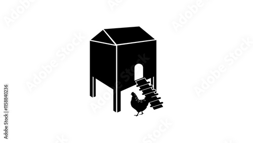 Chicken coop symbol , black isolated silhouette