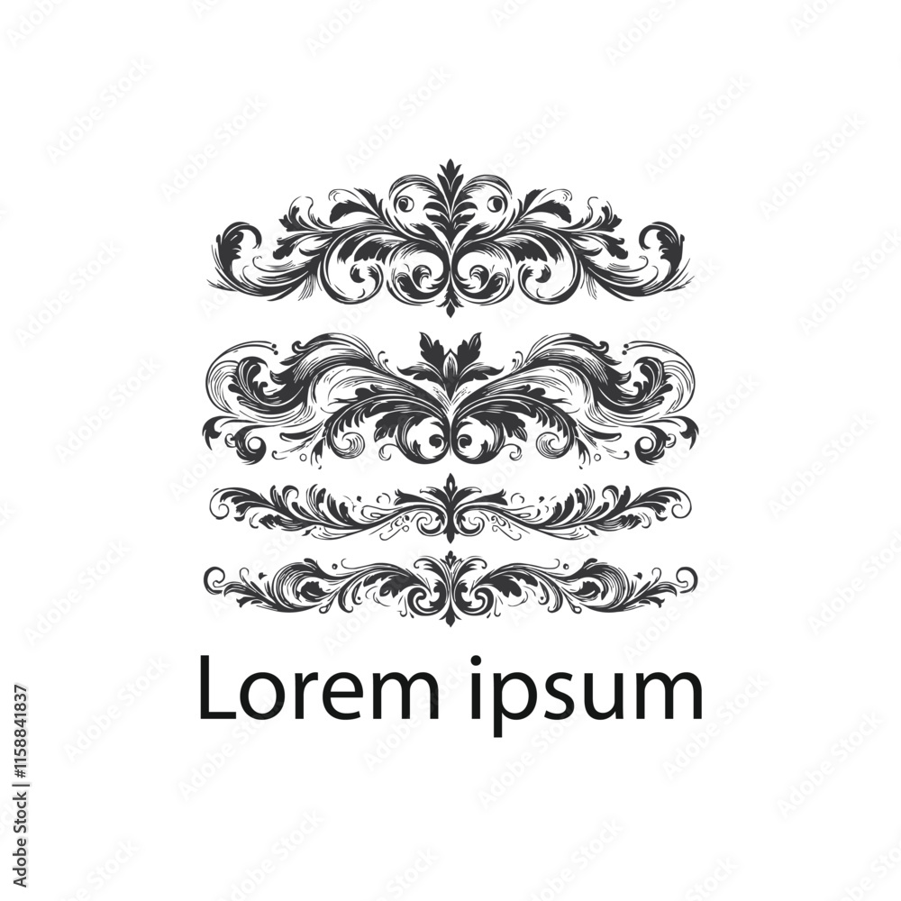 Naklejka premium Elegant Floral Border Design Vintage Ornamental Dividers