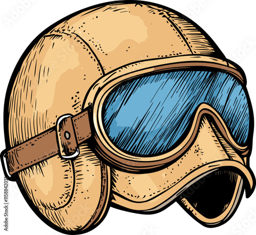 Vintage Aviator Helmet and Goggles Illustration