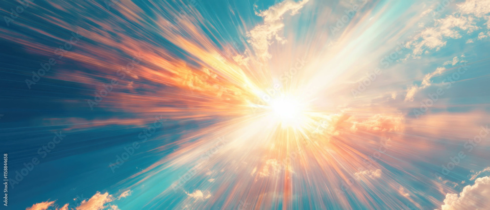 Obraz premium Radiant sunburst overlay with vibrant colors in a hyper-realistic style