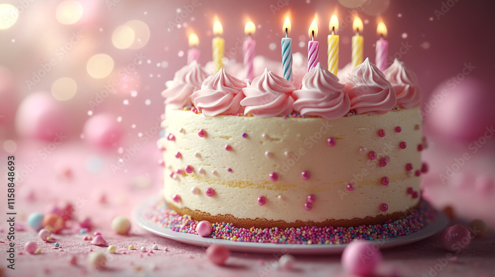Birthday and cake. A cake with burning candles. Birthday and cake. A cake with burning candles.