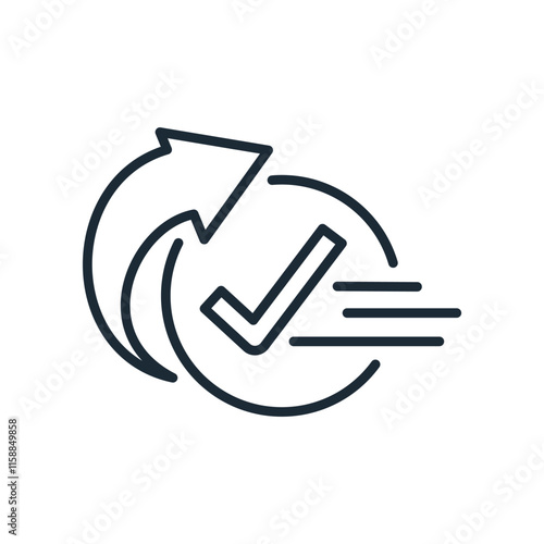 Rapid action. Fast successful results.  Vector linear icon isolated on white background.