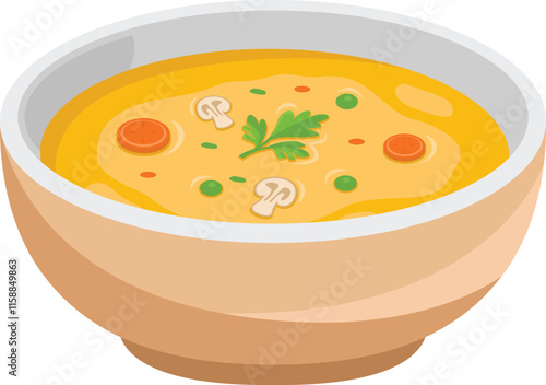 Vector Illustration of Soup on Bowl