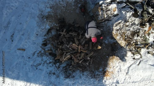 Wallpaper Mural Man Wood Chop Overhead View Torontodigital.ca