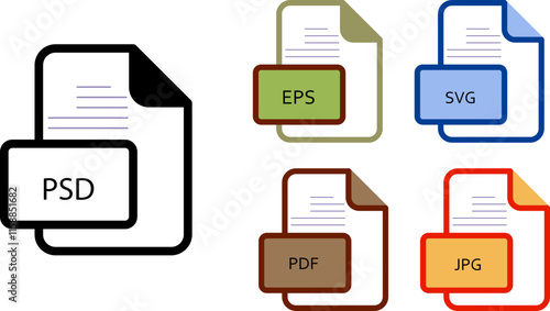 PSD,PDF,EPS,JPG,SVG  ip File extension Icon color fill outer flat 