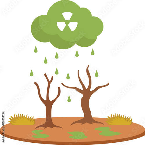 Acid rains vector  tree with cloud with inscription co2 Illustration