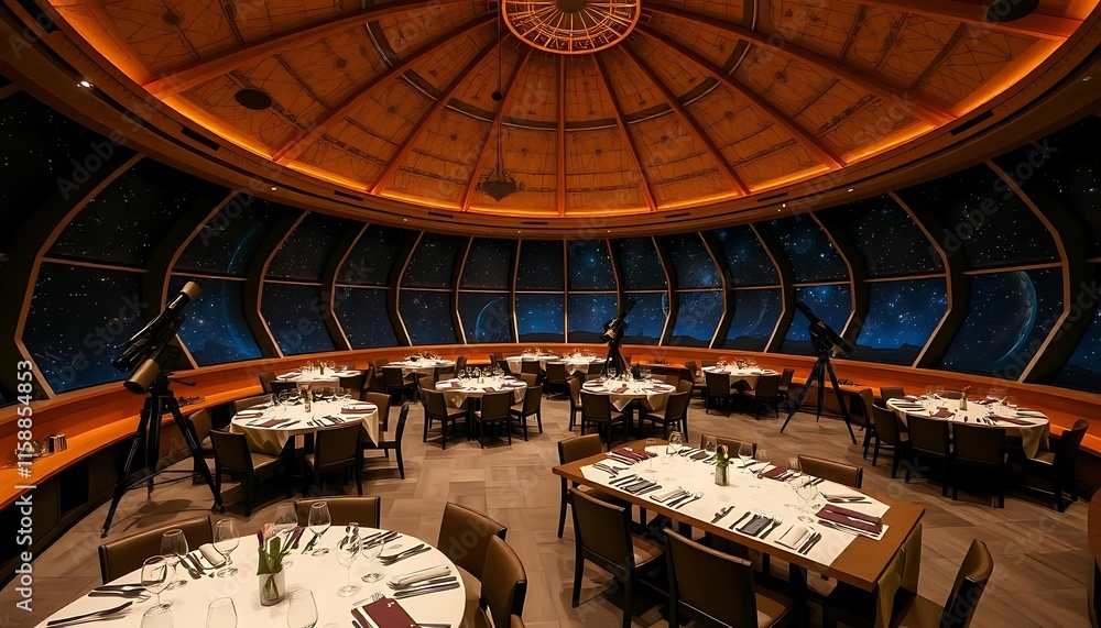 Obraz premium Celestial Dining Room Stargazing Restaurant Tables