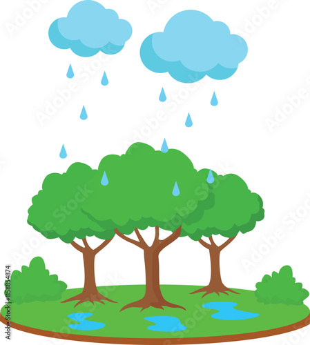 precipitation in water cycle Illustration