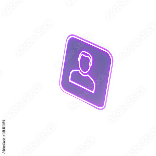 Stylized neon user icon on a transparent background for digital applications.