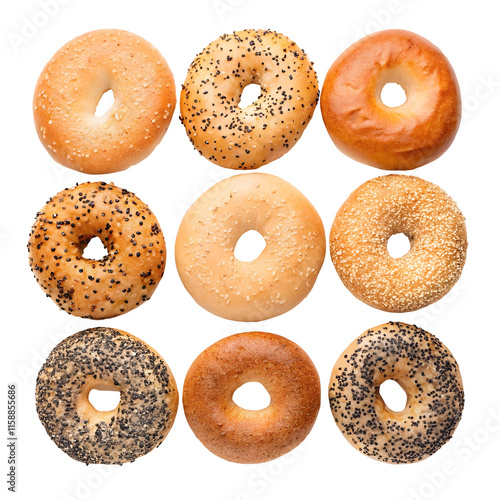 Bagels Isolated on Transparent Background in High-Quality PNG and PSD Format  
