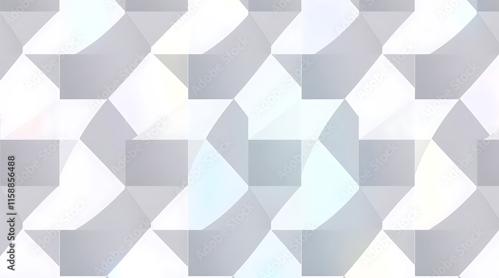 Fototapeta premium Geometric Abstract Pattern: A mesmerizing abstract pattern of interlocking geometric shapes, rendered in shades of gray with subtle iridescent highlights.