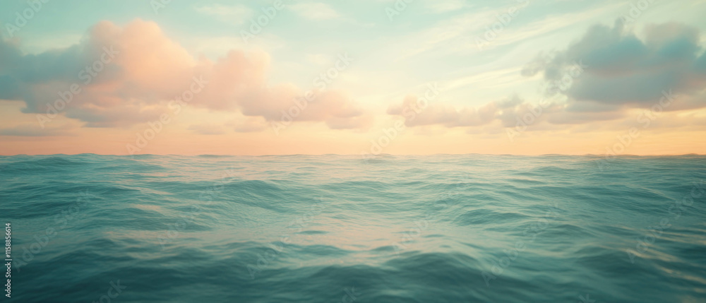 Obraz premium Stunning hyper-realistic ocean landscape at sunset with vibrant colors and soft lighting