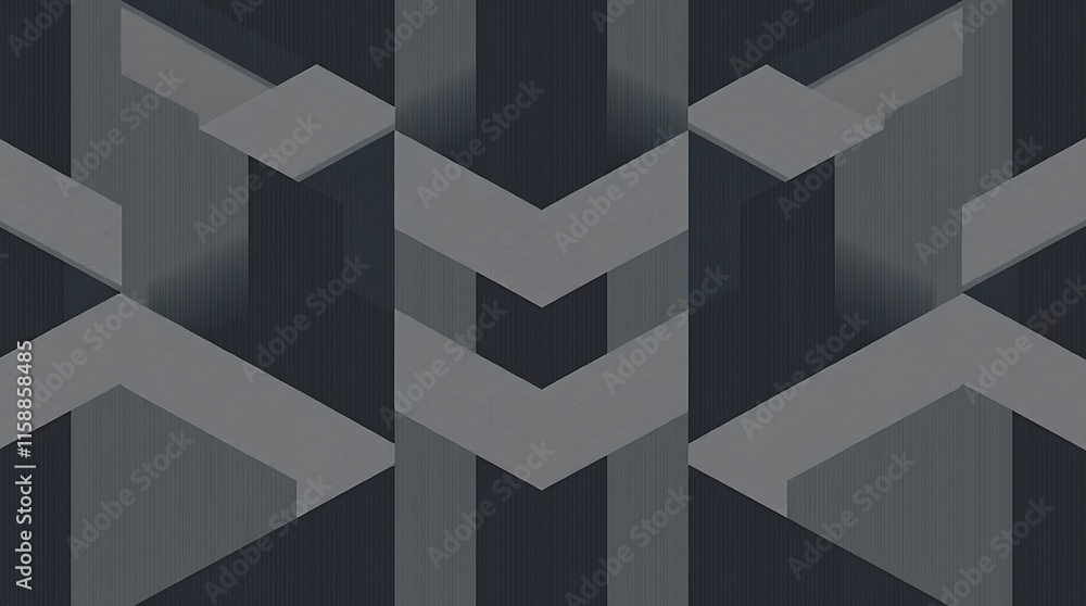 Fototapeta premium Dark Grey Geometric Pattern: Abstract Background of Interlocking Shapes 