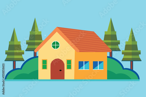 Colorful Minimalist House Illustration