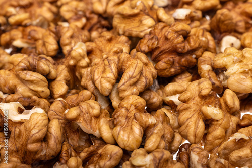 Pile of ripe walnuts ready to eat photo