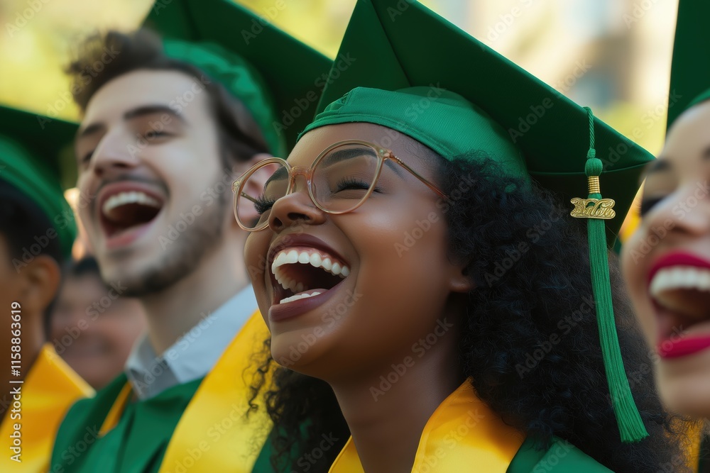 smiling and cheering young woman in a graduation hat smiling and cheering young woman in a graduation hat