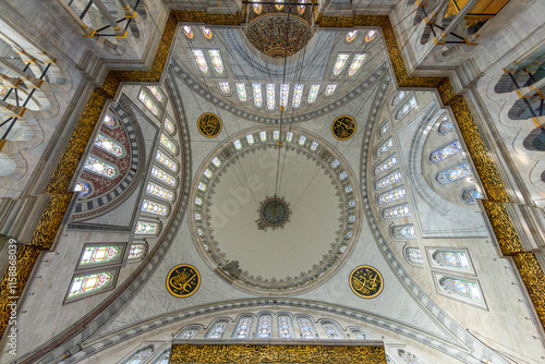 A beautiful view of the Nuruosmaniye Camii, the mosque near the Grand Bazaar in Istanbul, Turkey photo