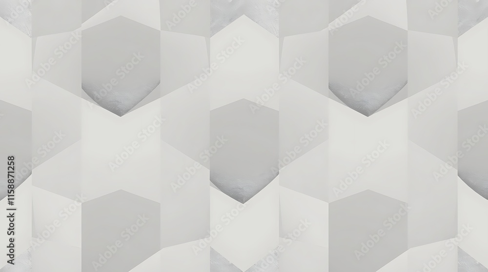 Geometric 3D Wall Pattern: Abstract, modern, and minimalist, this seamless pattern features a captivating interplay of light and shadow on a textured white surface.