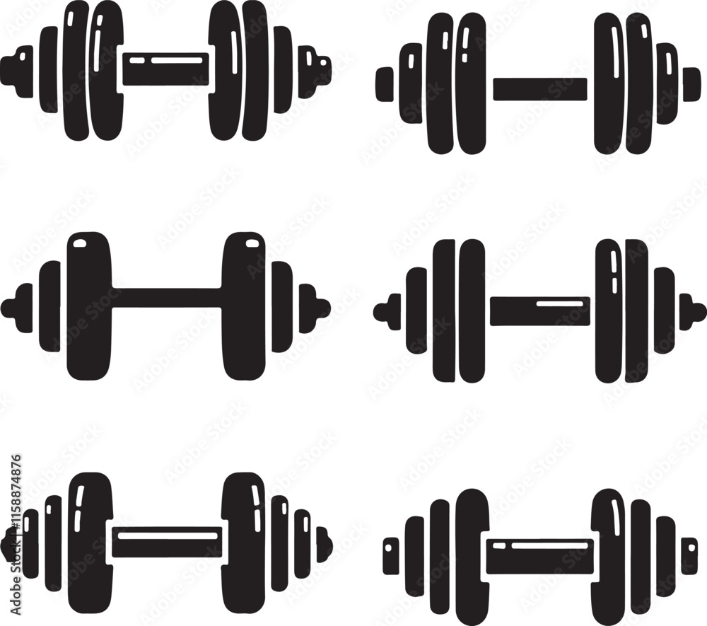 Powerful Dumbbell Vector Illustrations for Fitness and Workout Designs Powerful Dumbbell Vector Illustrations for Fitness and Workout Designs