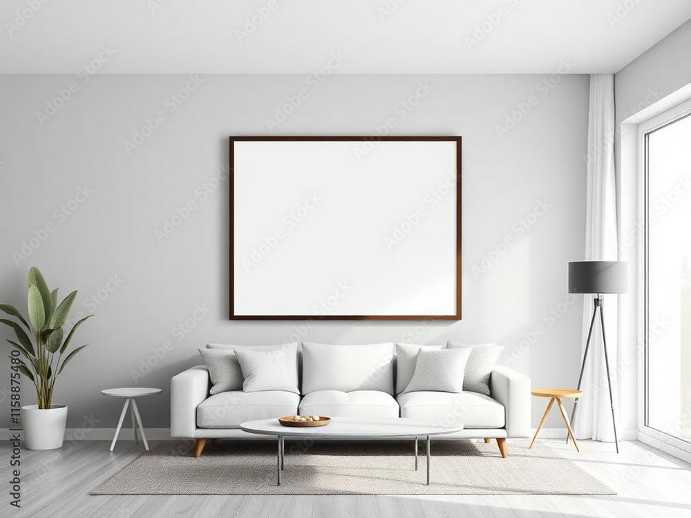 Modern Frame Mockup for ISO A Paper Size – Stylish Living Room Poster Display in a Cosy 3D-Rendered Setting Modern Frame Mockup for ISO A Paper Size – Stylish Living Room Poster Display in a Cosy 3D-Rendered Setting