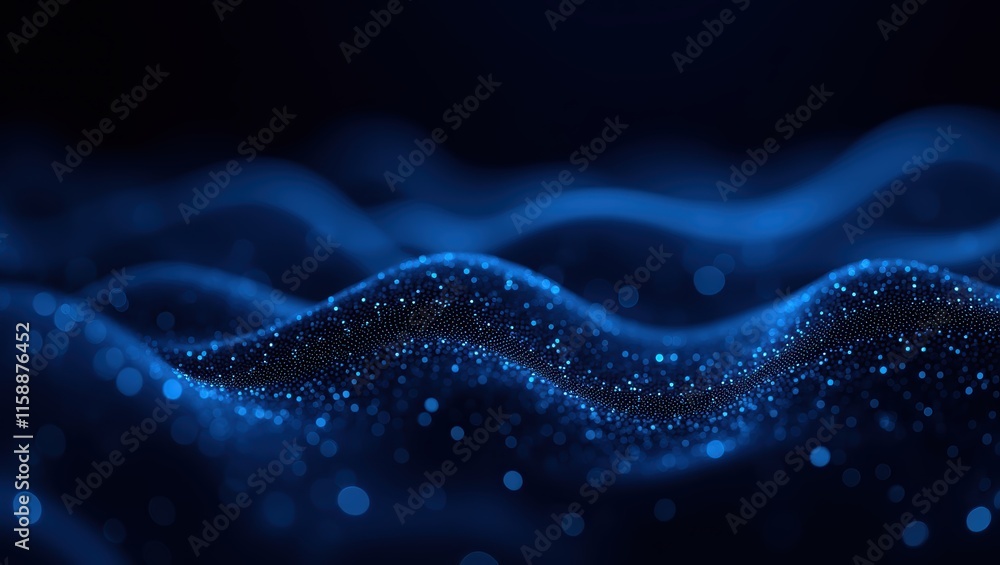 Abstract Blue Particle Wave Background