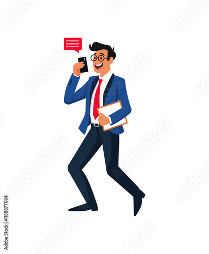 Corporate professional in a suit talking on the phone while holding documents, showcasing communication, multitasking, and business activity. Ideal for corporate and communication 