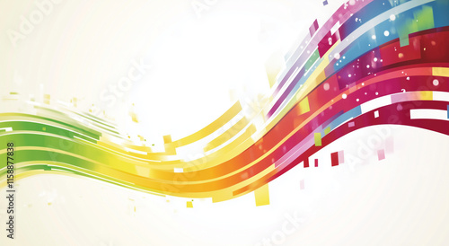 Multicolored Flowing Abstract Stripes on White Background