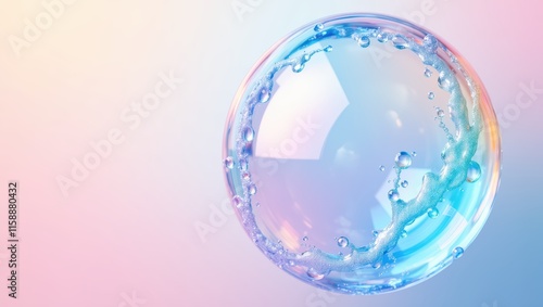 Wallpaper Mural Iridescent Water Sphere with Splash Abstract 3D Render Torontodigital.ca