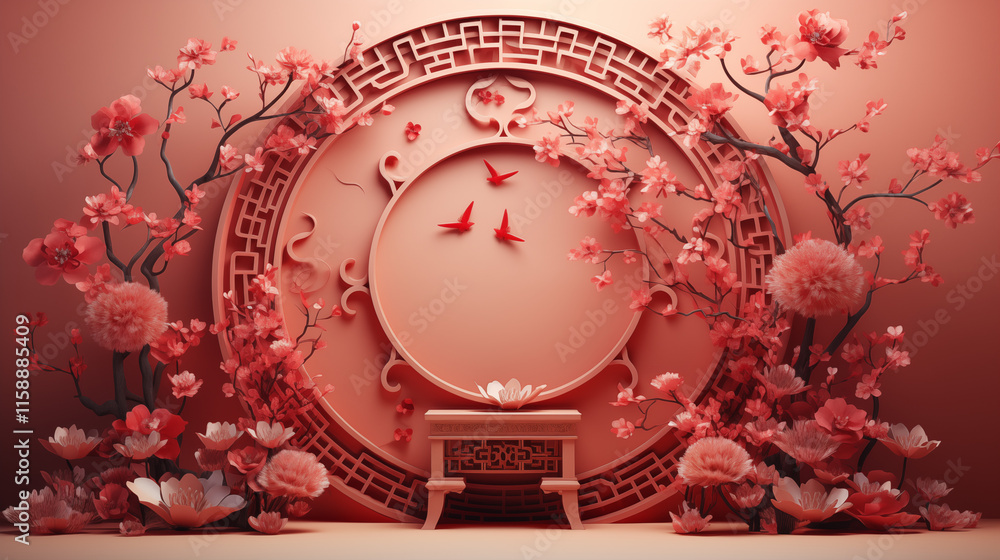 Fototapeta premium powerpoint background, slides, post card, chinese new year, lunar new year, modern, chinese element, artistic, happy, bright, simple, art