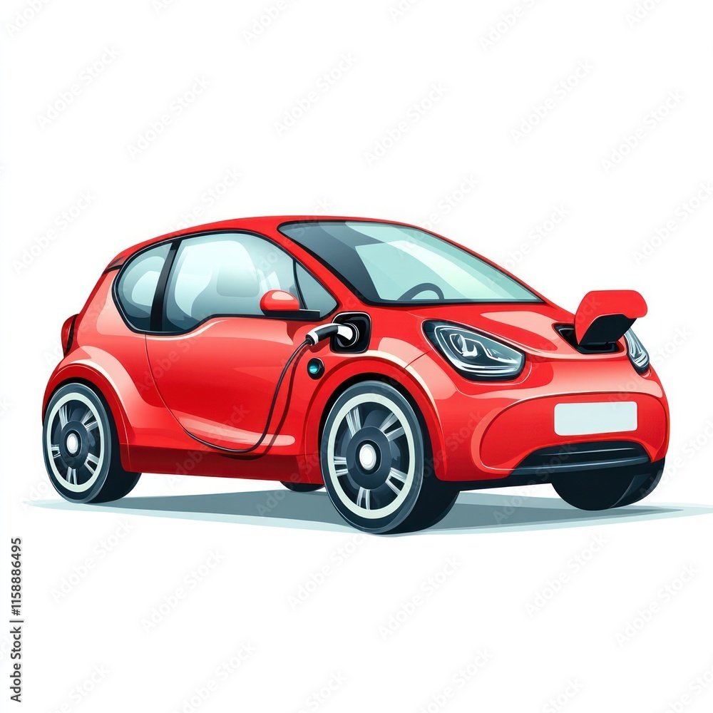 A joyful electric car driving smoothly. vector style art 3d illustration Isolated on White Background A joyful electric car driving smoothly. vector style art 3d illustration Isolated on White Background