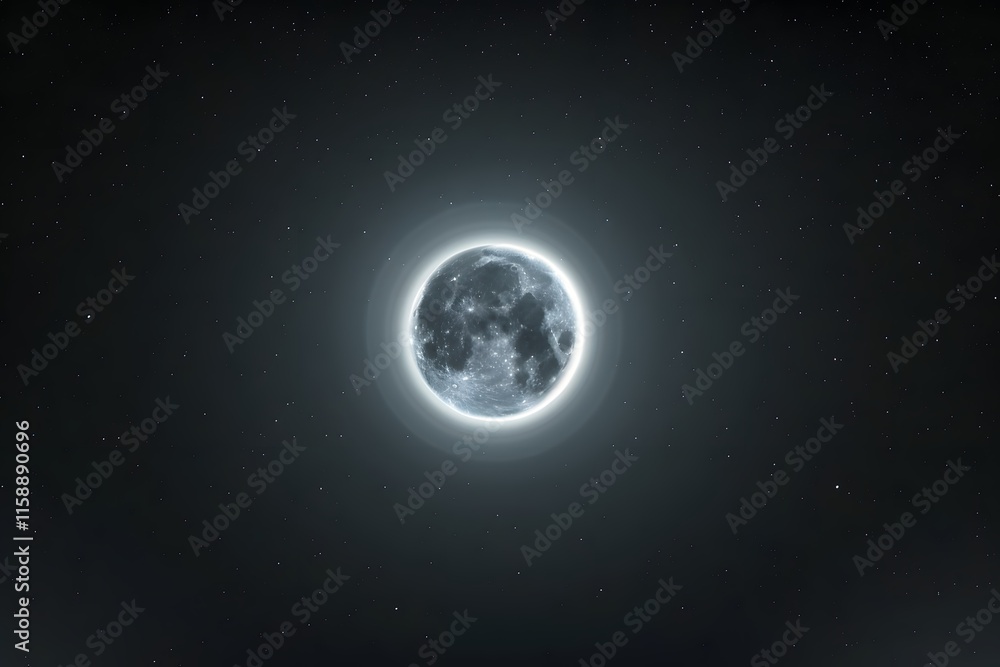 Fototapeta premium Night sky full moon bright stars shine.