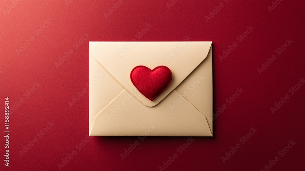 Valentine Love letter with red heart. Envelope with a red heart on a red background, symbolizing love and affection. Valentine Love letter with red heart. Envelope with a red heart on a red background, symbolizing love and affection.