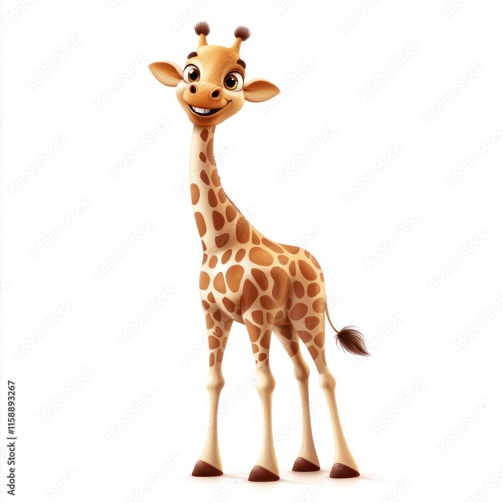 A joyful giraffe playing basketball. vector style art 3d illustration Isolated on White Background A joyful giraffe playing basketball. vector style art 3d illustration Isolated on White Background