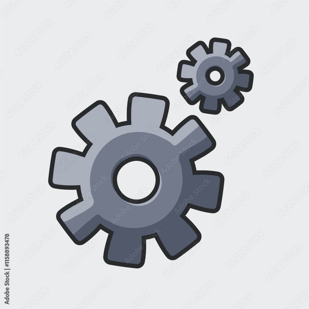gears tool with outline flat vector design. gears tool with outline flat vector design.