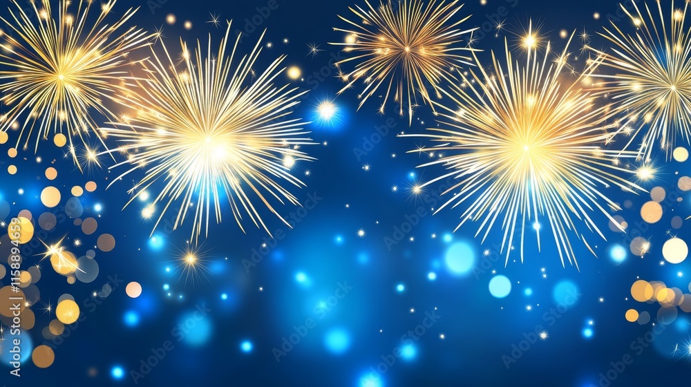 Bright Festive Fireworks and Sparkling Lights in Night Sky, Glowing Celebration Highlights, Colorful Abstract Bokeh Effects Bright Festive Fireworks and Sparkling Lights in Night Sky, Glowing Celebration Highlights, Colorful Abstract Bokeh Effects