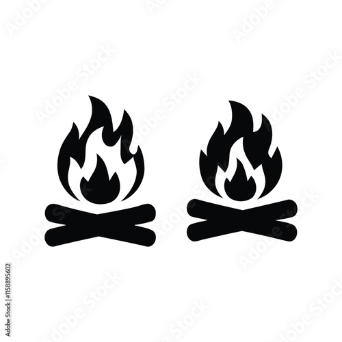 Two Bonfire silhouette vector template